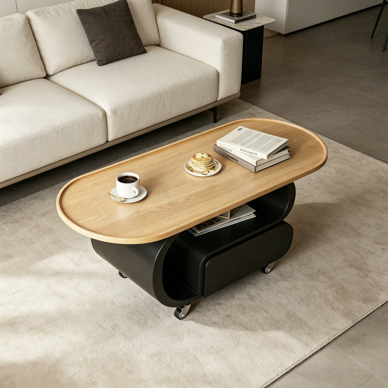 Table basse mobile Creativ, H 19,68 po x L 47,24 po x l 23,62 po, Brun, Noir