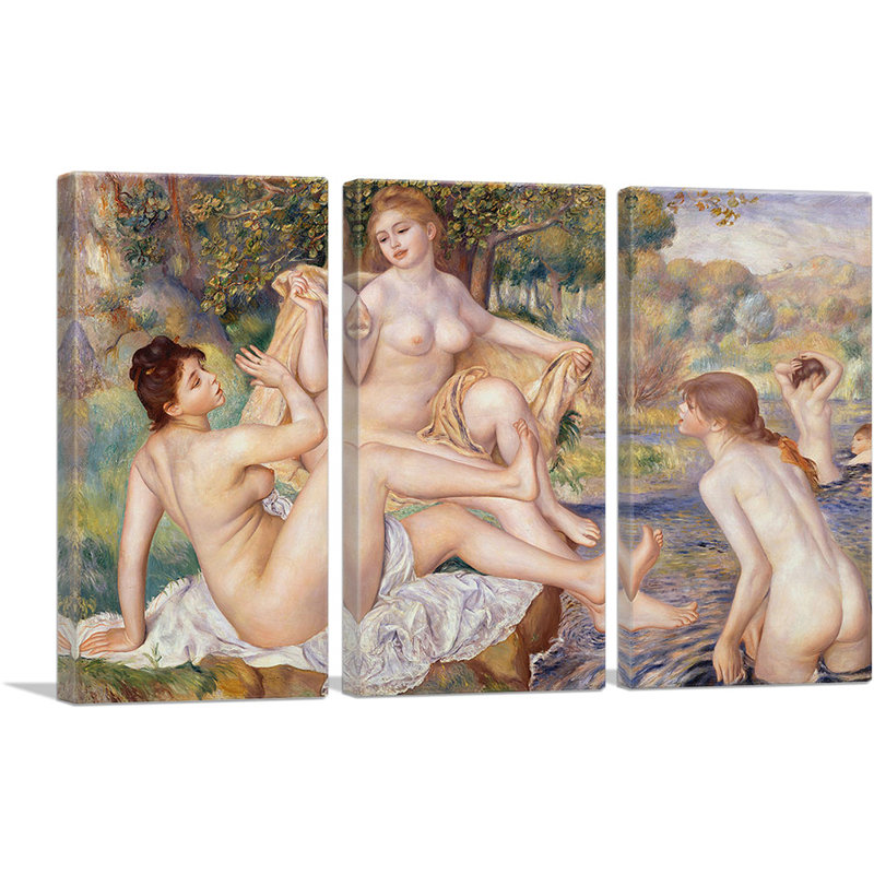 «The Large Bathers 1887» par Pierre-Auguste Renoir - ensemble de 3 reproductions d'art sur toiles tendues