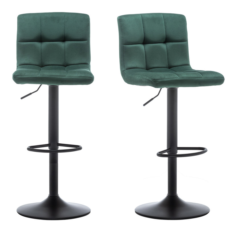 Tabouret pivotant à hauteur réglable Annajo, Vert profond, Noir