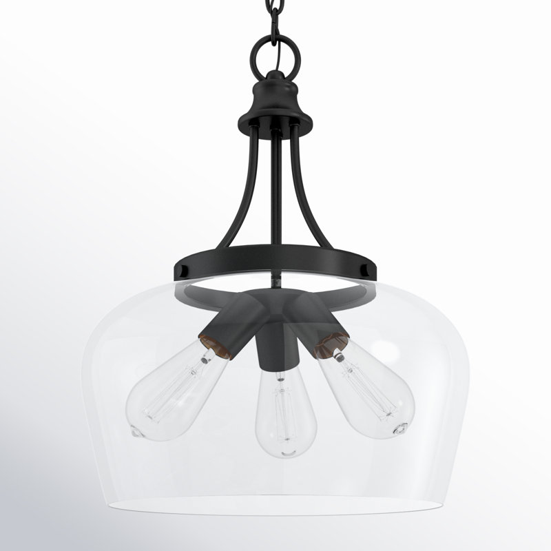 Breena 3 - Light Unique Dome Pendant in English Bronze, Clear, English Bronze