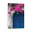 Greece, Santorini Weathered Blue Door Is Framed By Bright Pink Bougainvillea Blossoms - Print on Canvas-1129584594-1123454514