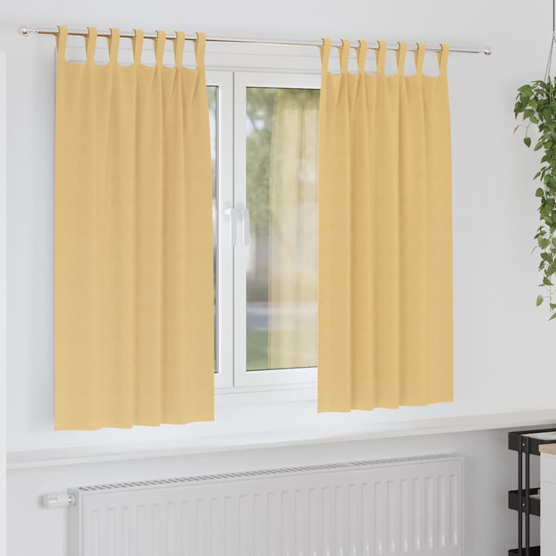 Curtains With Curtains 2 Pcs Polyester, 175cm Width x 140cm Drop, Beige