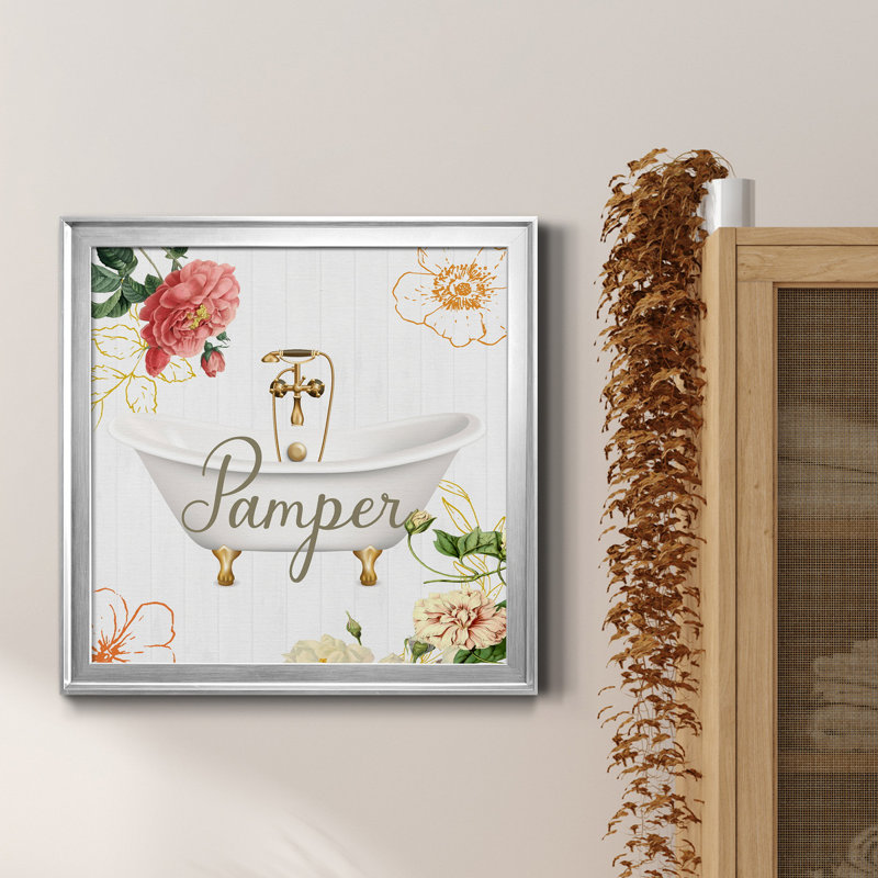 Pamper - peinture sur toile encadrée, Toile encadrée argentée, H 30,5 po x l 30,5 po x P 1,5 po