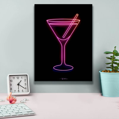 «Neon Martini Glass 1» par Momart, art mural Ebern Designs, 26 po x 34 po