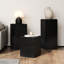Table d'appoint empilable carrée noire à colonne, esthétique naturelle rétro, fibre de verre à 85% et à 15%, surface de 14,5 po, idéale pour un éclairage de bureau moderne, toutes sortes d'espaces, L x l, différentes hauteurs-2082449656