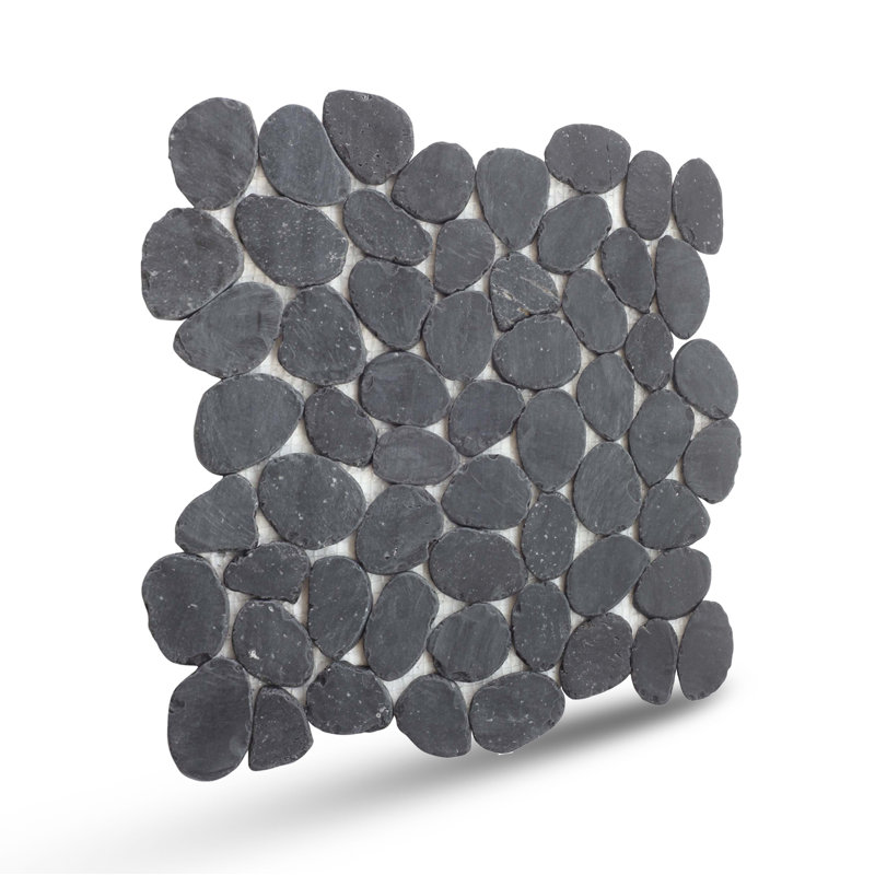 Hawaii 12" x 12" Natural Stone Pebbles Mosaic Wall & Floor Tile, Charcoal