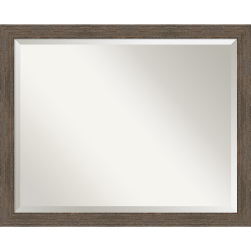 Miroir de salle de bain duveté, 24,88 po x 30,88 po, Brun mat