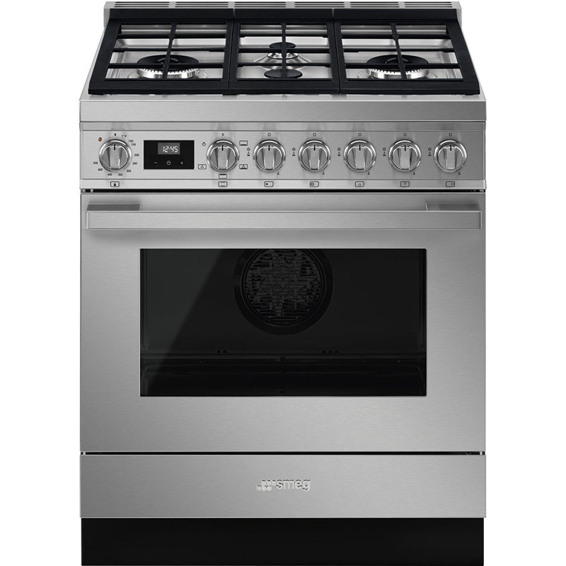 SMEG Portofino 30" 3.6 cu ft. Freestanding Gas Range, St. Steel