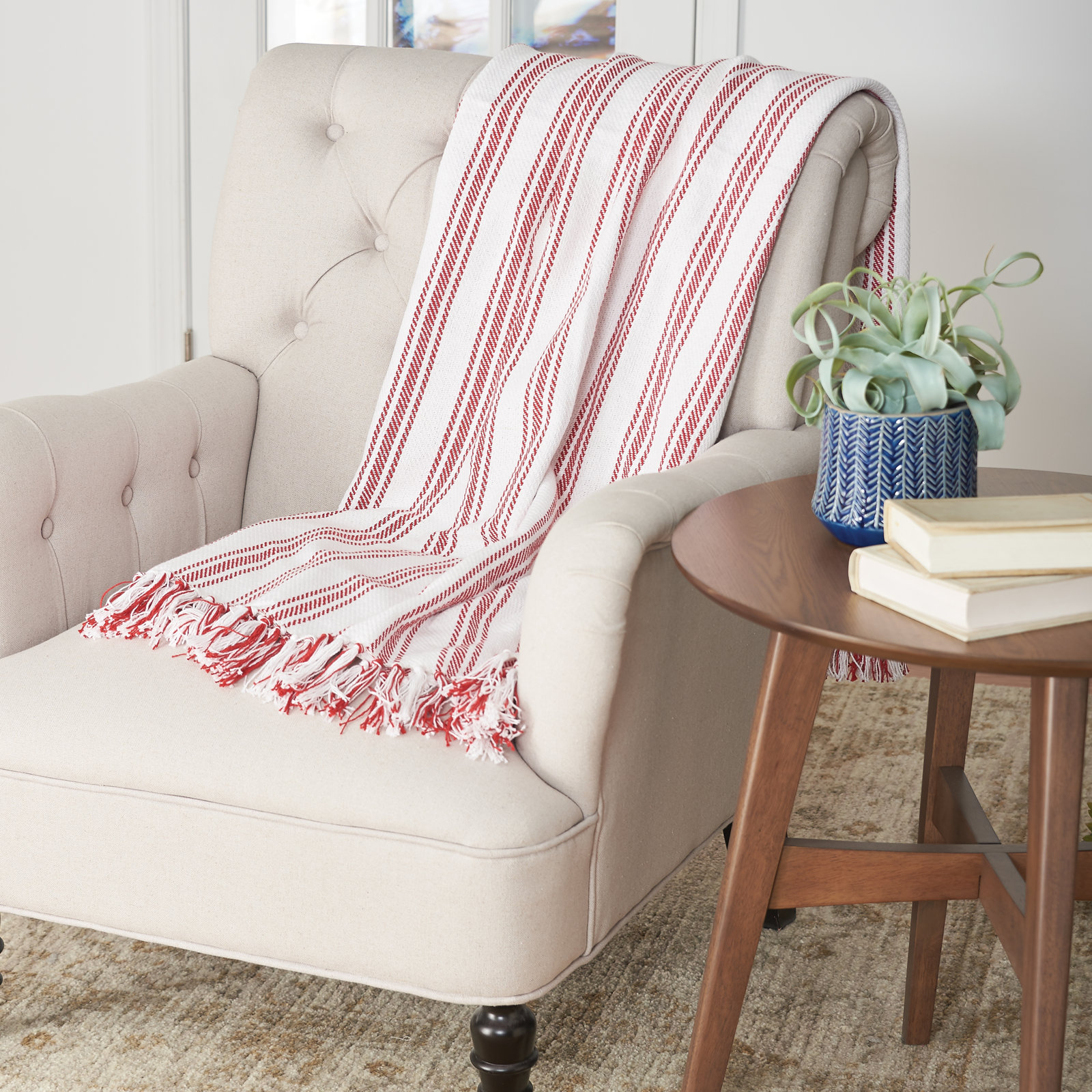 Memphis Cotton Throw Blanket, Crimson