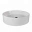 Lavabo de salle de bain rond en céramique blanche brillante de 40 cm (16 pouces) à poser, avec surface lisse émaillée.