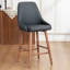 Tabouret de bar moderne en similicuir avec dossier et pieds en bois, chaise de bar rembourrée à hauteur de comptoir pour îlot de cuisine-1195408886