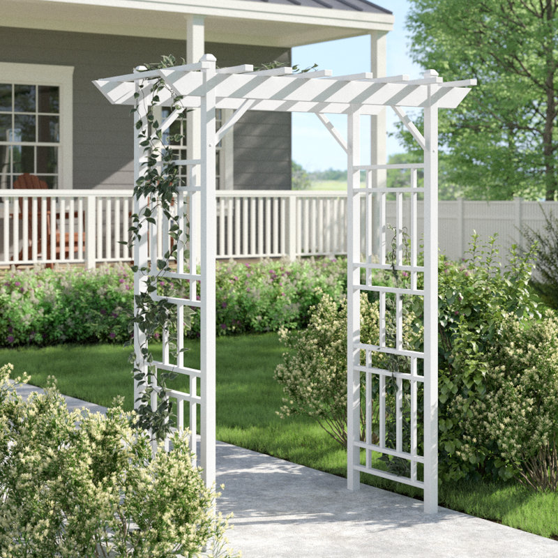 Wellington 72'' W x 41'' D Polyvinyl Chloride (PVC) Arbor, White