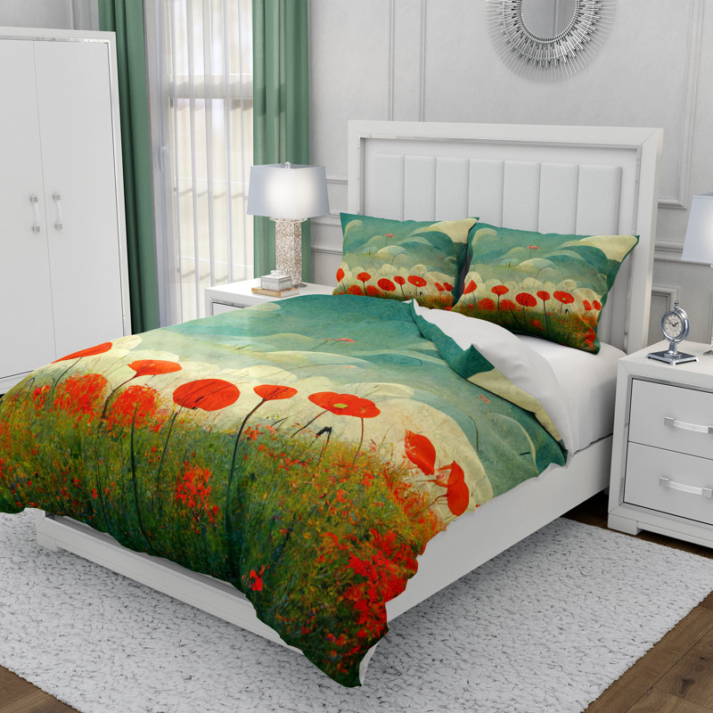 Floral Duvet Cover, King Duvet Cover + 2 King Shams