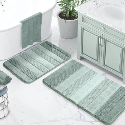Ensemble de tapis de salle de bain en chenille 2 pièces, tapis de bain antidérapant, tapis de bain en microfibre épaisse et moelleuse lavable