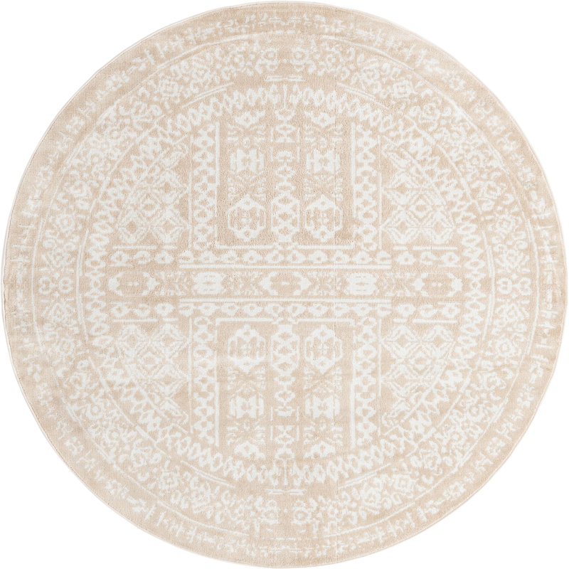 Tapis beige contemporain Micsunel, Rond 7 pi