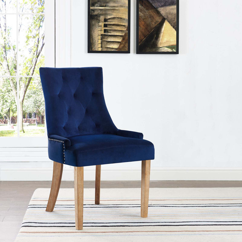 Pose Upholstered Fabric Dining Chair, Navy, 4