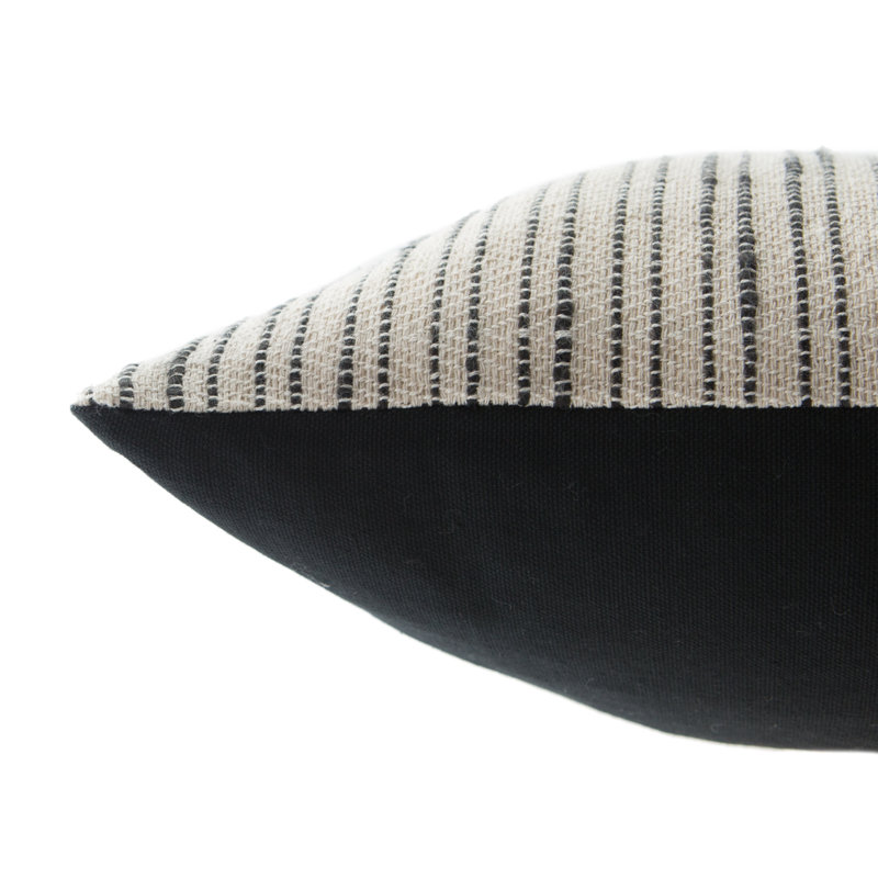 Saxon Stripe Cotton Lumbar Pillow, Down, 14" x 40"