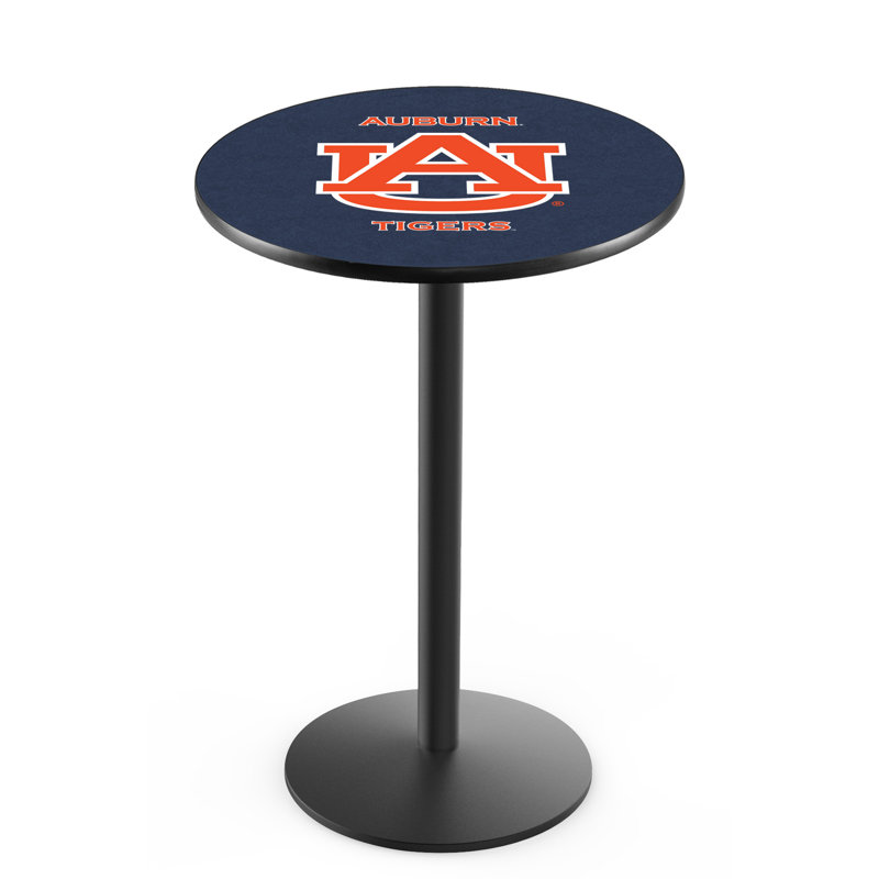 Round Metal Base Dining Table, Black Wrinkle, Auburn University