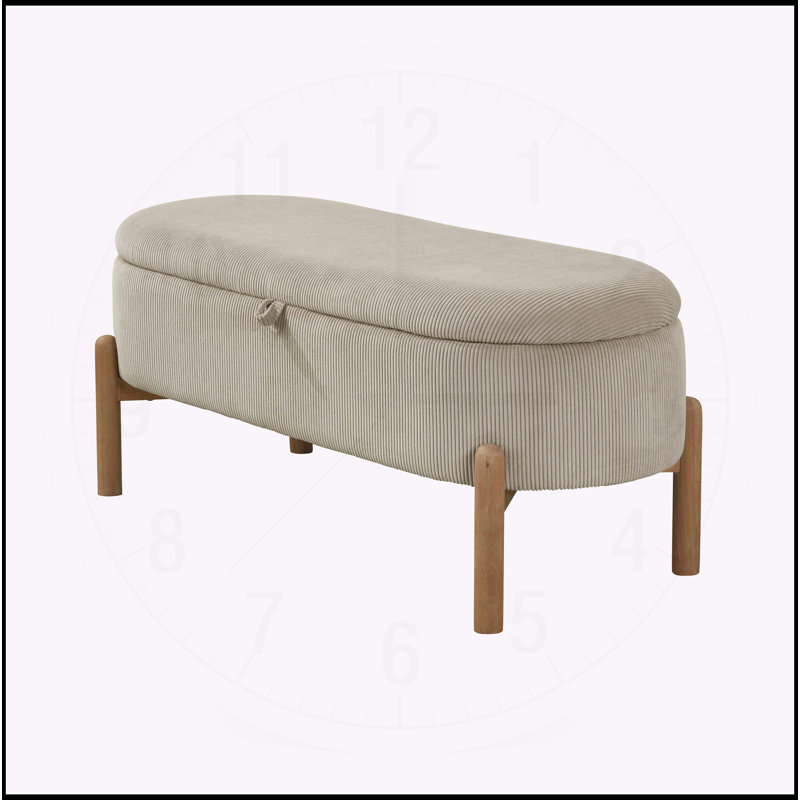 Charmant banc de rangement Mid-Century avec revêtement élégant et pieds solides, Taupe