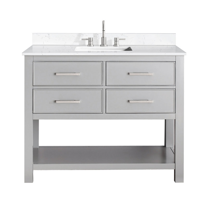 Brooks 43'' W Single Vanity, Nickel, Chilled Gray