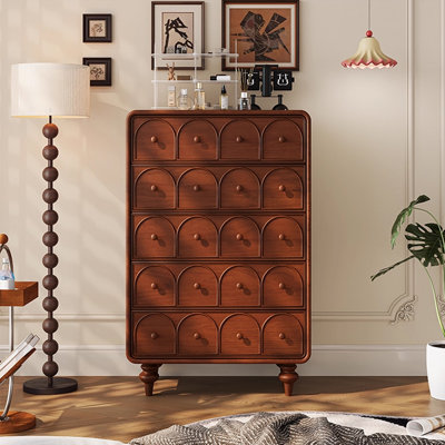 Nut-brown Solid Wood Accent Cabinet