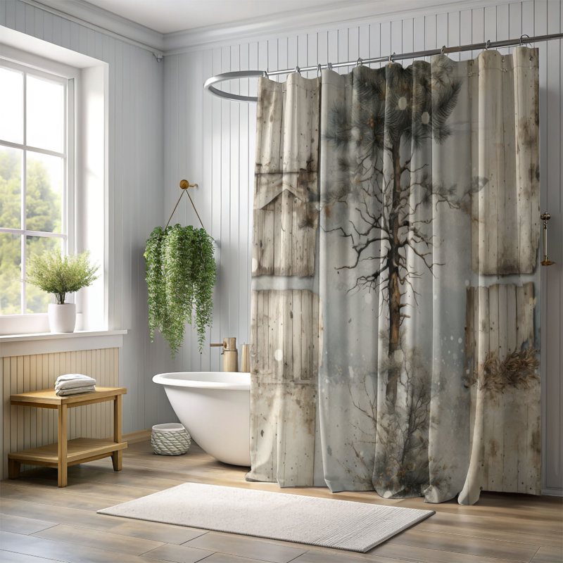 Snowy Silhouettes - Rideau de douche Premium, H 74 po x l 71 po