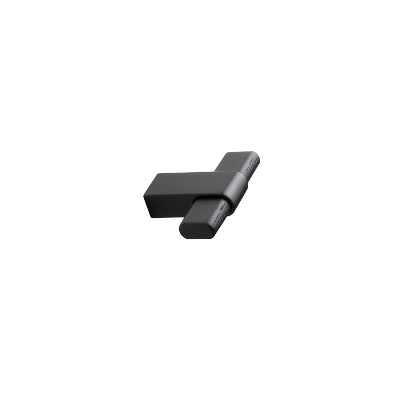 Metal and Black Lacquered Oak "Crossing" 1-15/16" Wood T-Knob