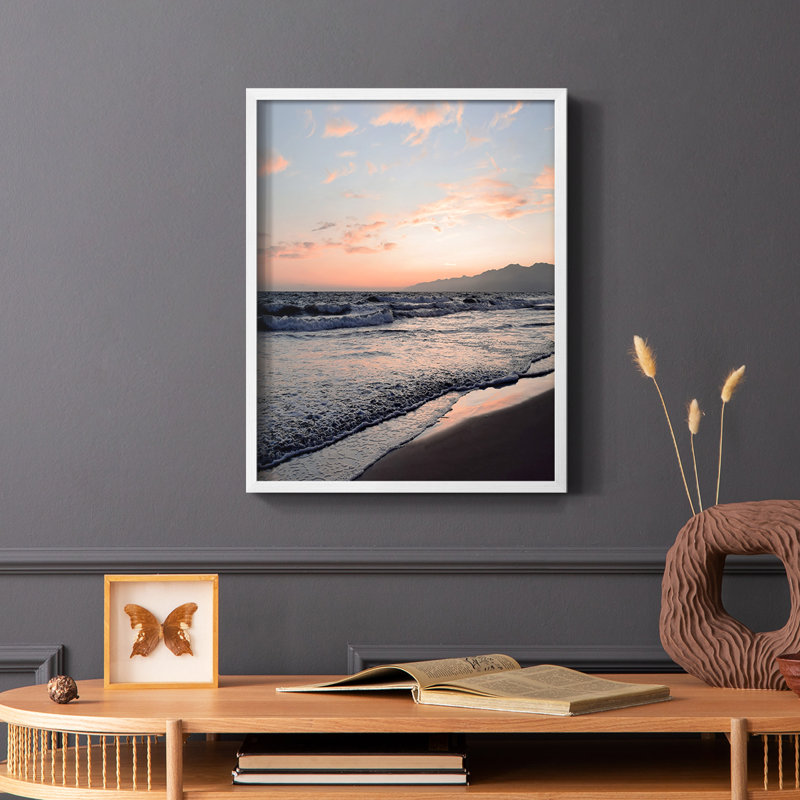 Blushing Dusk I Framed Print - Solid Wood, 28" H x 22" W, White