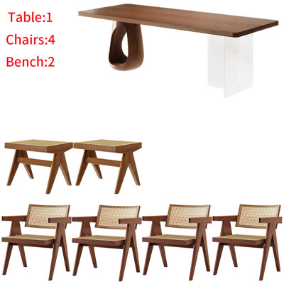 Modern simple style solid wood acrylic table set
