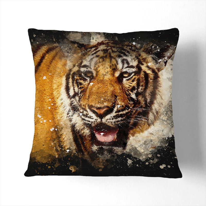 Tiger Vol.7 Scatter Cushion, Black, 40cm H x 40cm W x 15cm D