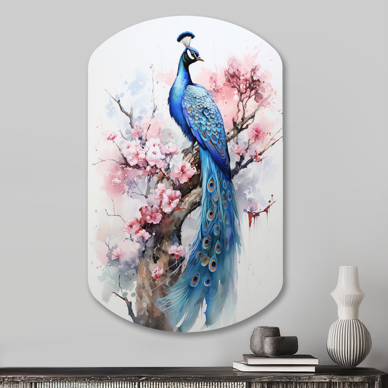 Tennelle - Décoration murale irrégulière en forme de cylindre de paon en métal, H 31 po x l 19 po