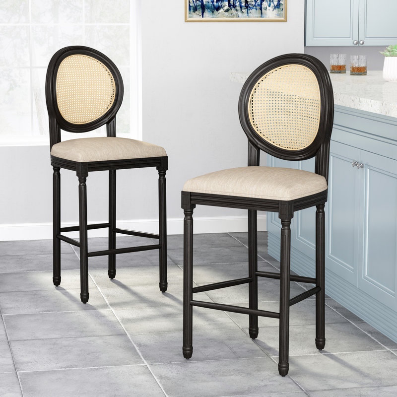 Tabouret de bar 30,25 po Ellar, Noir, Beige