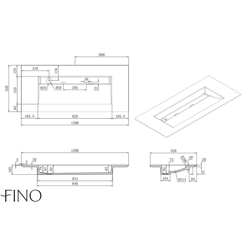 Ebern Designs 120mm L x 52mm W Natural Stone Rectangular Sink