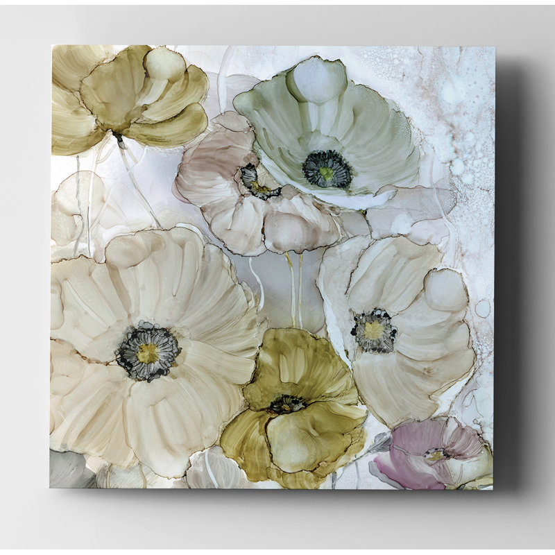 Coquelicots iridescents - reproduction d'art, H 40 po x l 40 po x P 1,5 po, Toile tendue
