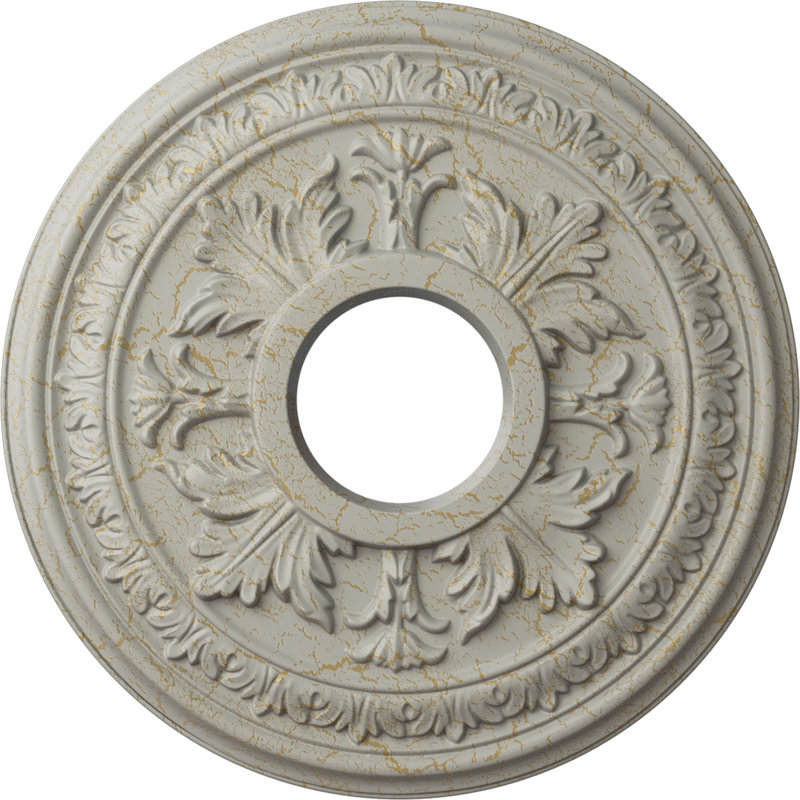 Médaillon de plafond Endurathane Baltimore, P 15 3/8 po x P 4 1/4 po x P 1 1/2 po (convient aux auvents jusqu'à 5 1/2 po), pot peint au fini craquelé peint à la main