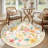 8Ft Beige/White/Orange Floral Boho Rug Machine Washable Non-Slip Low Pile Carpet For Nursery Kids Room-193665213-193665205