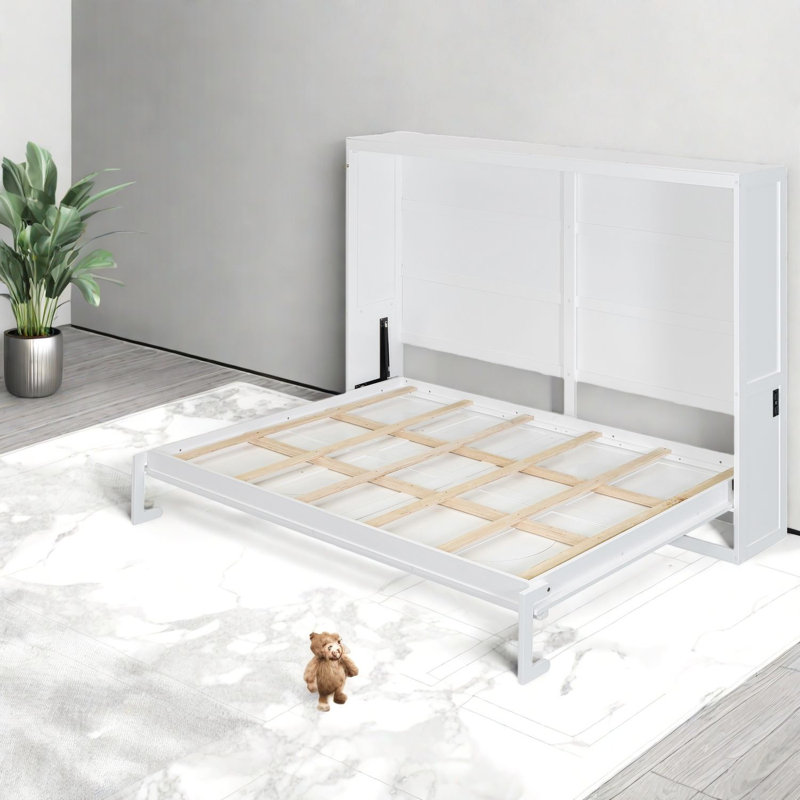 Grand lit escamotable peu encombrant, construction en bois, style moderne, usage domestique