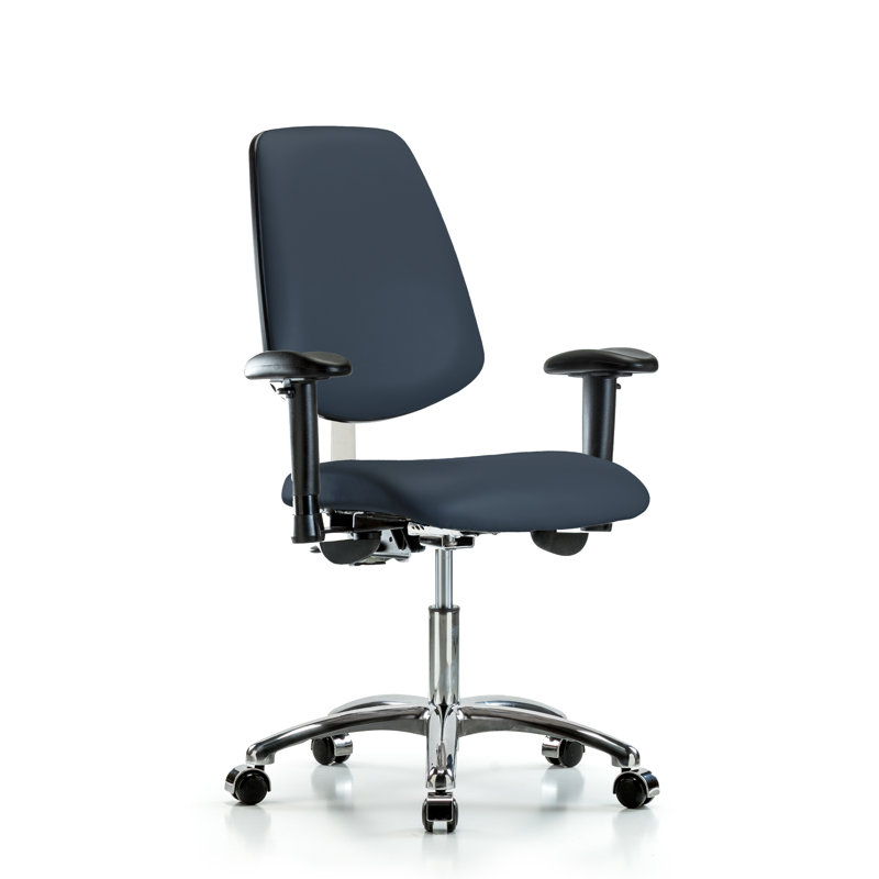 Chaise de travail ergonomique Amelie, Roulettes, Bleu impérial, Inclus