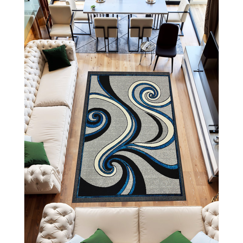 Tapis contemporain moderne abstrait 5X7 pour salon chambre à coucher