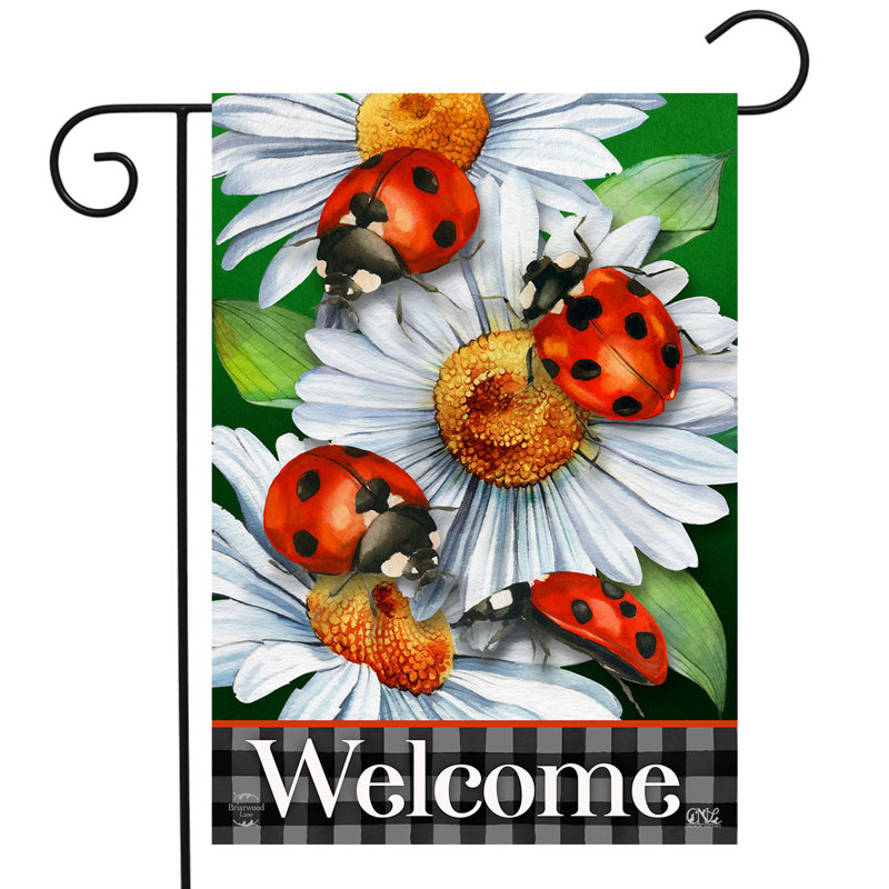 Drapeau de jardin coccinelles et marguerites