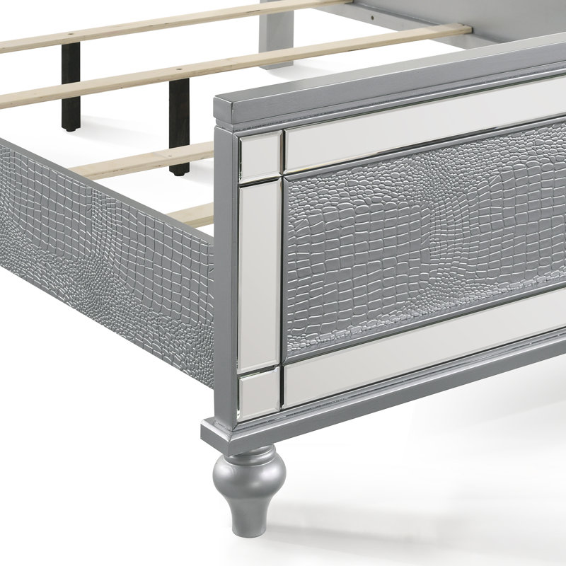 Sherley Vegan Leather Platform Bed, White, Full