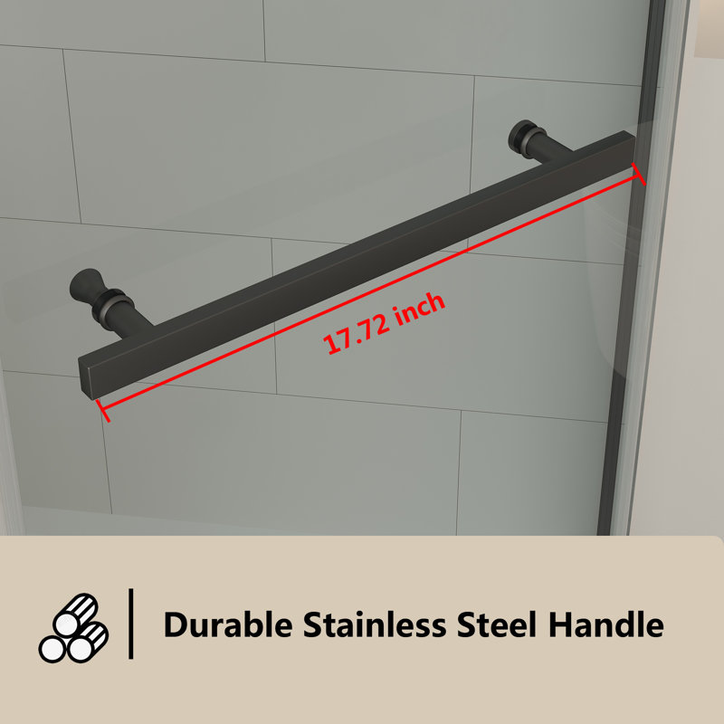 36" W x 72" H Semi-Frameless Neo-Angle Reversible Shower Enclosure, Matte Black
