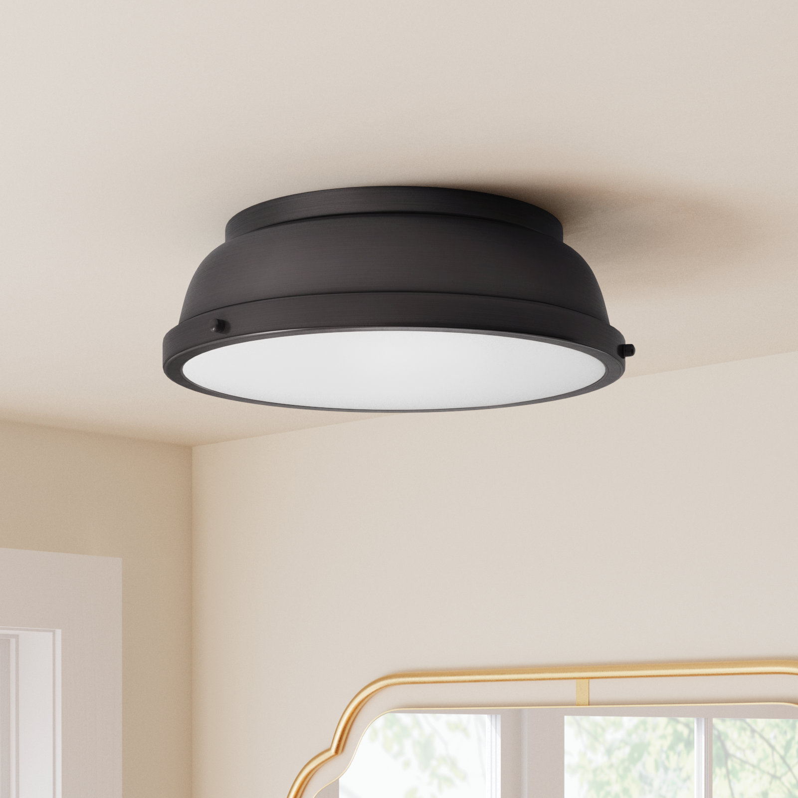 Calico 2 Light Steel Flush Mount, Rubbed Bronze, Rubbed Bronze