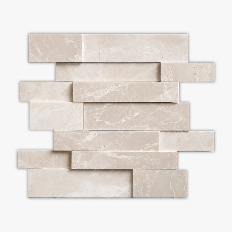 Botticino Honed 3-Dimensional Marble Mosaic