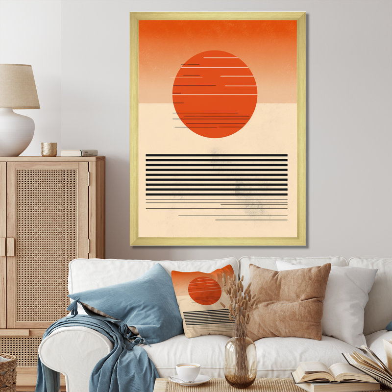 «Minimal Geometric Orange Bold Sunset I», reproduction d'art sur toile, H 40 po x l 30 po x P 1,5 po
