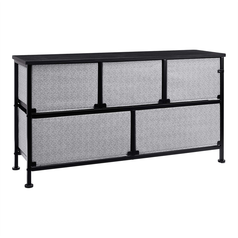 Theus 102.11cm W 5 - Drawer Chest of Drawers, Black/Grey