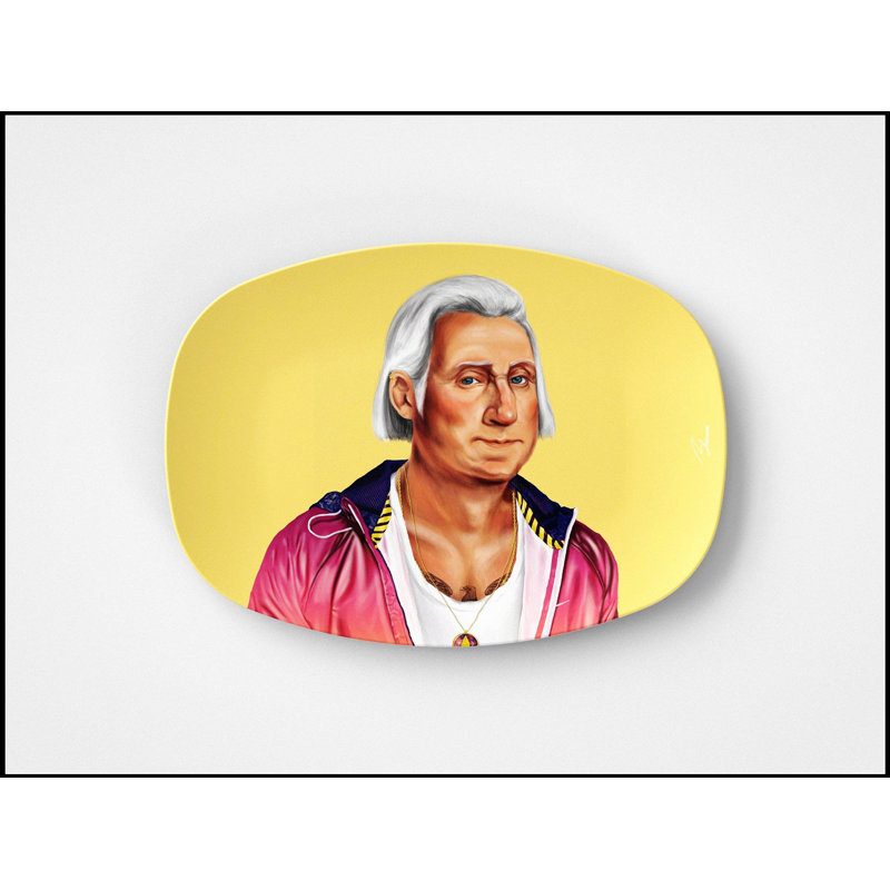 Plateau de service décoratif George Washington de 10 x 14 pouces, fabriqué aux États-Unis, lavable au micro-ondes et au lave-vaisselle, idéal pour les collectionneurs et les amateurs d'histoire