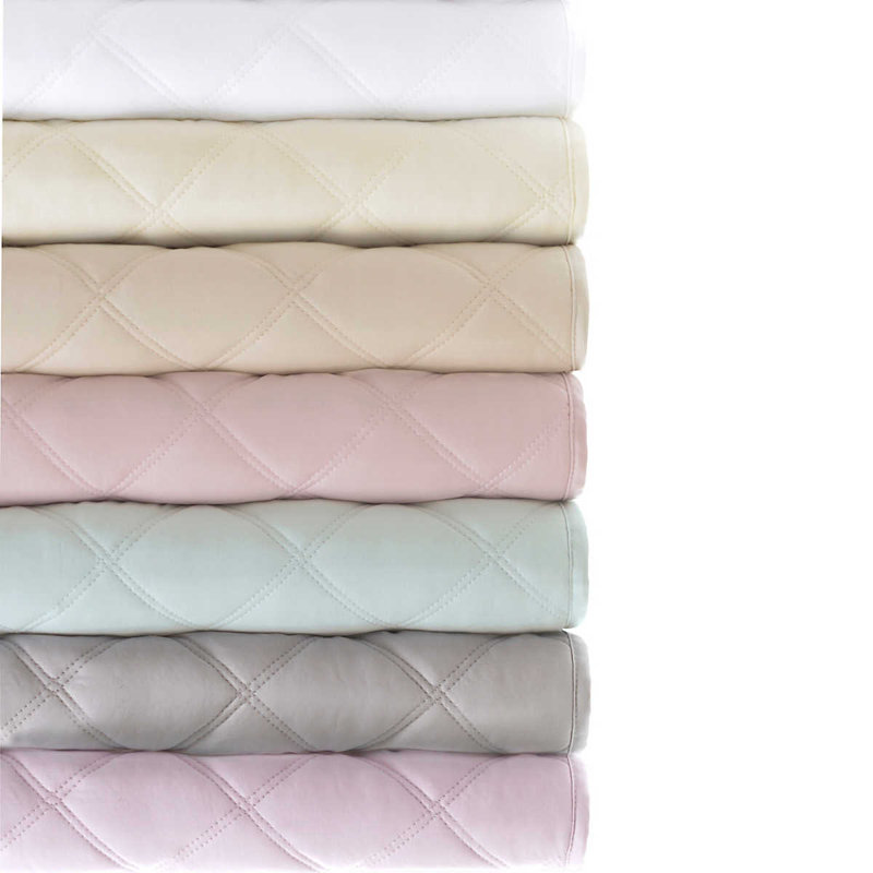 Quilted Silken Solid Coverlet, Ivory, King Coverlet