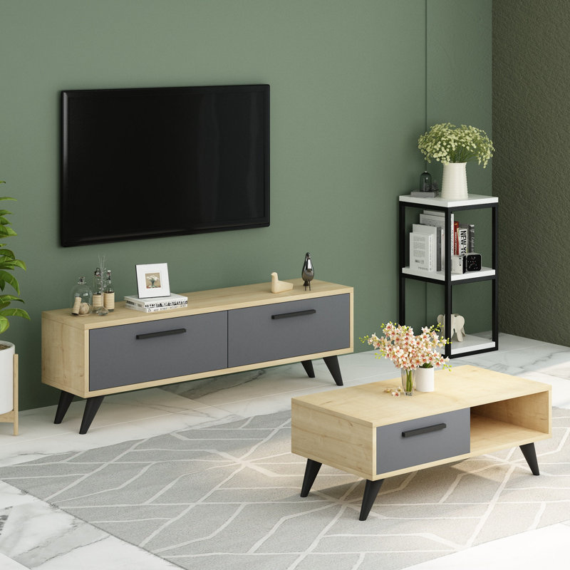 Modern TV Stand, Sapphire & Anthracite, 47.2 x 17.7 x 11.6 inches | 100% Melamine Coated Particle Board, Thickness: 0.7 inches | Stylish Design for Living Room & Entertainment Spaces, Durable & Elegant