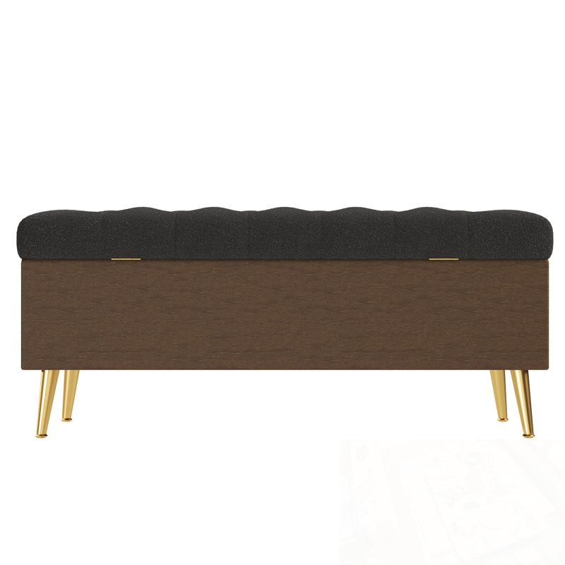 Banc Boucle avec rangement rabattable et siège capitonné, Gris